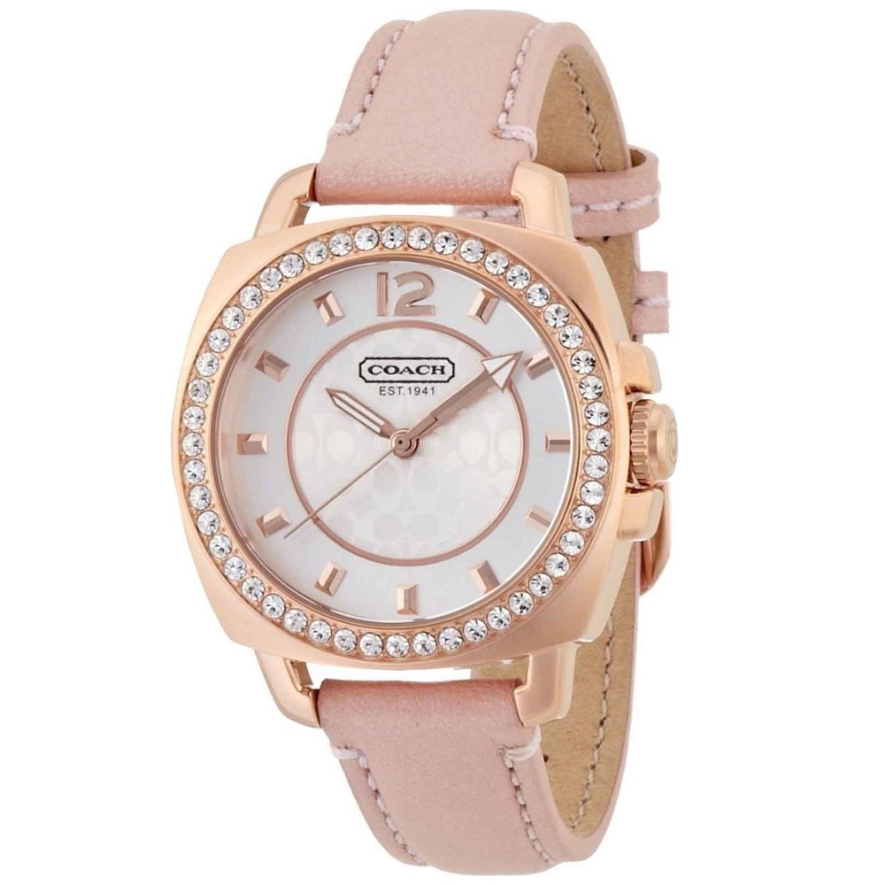 Coach Boyfriend Leather Gold Glitz Women's Watch - Picture 1 of 3